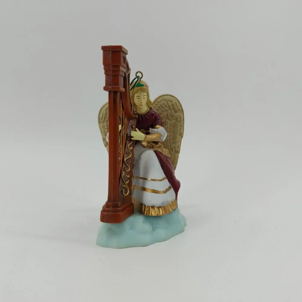 Enesco Christmas Ornament Harp playing Angel With Wings Blonde Hair