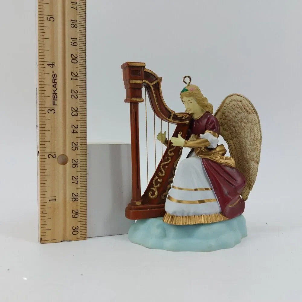 Enesco Christmas Ornament Harp playing Angel With Wings Blonde Hair
