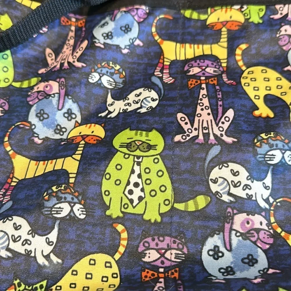 Whimsical Kitty Cat Large Duffel Tote Bag