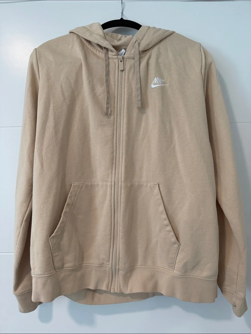 Nike Tan Full-Zip Hoodie with White Swoosh