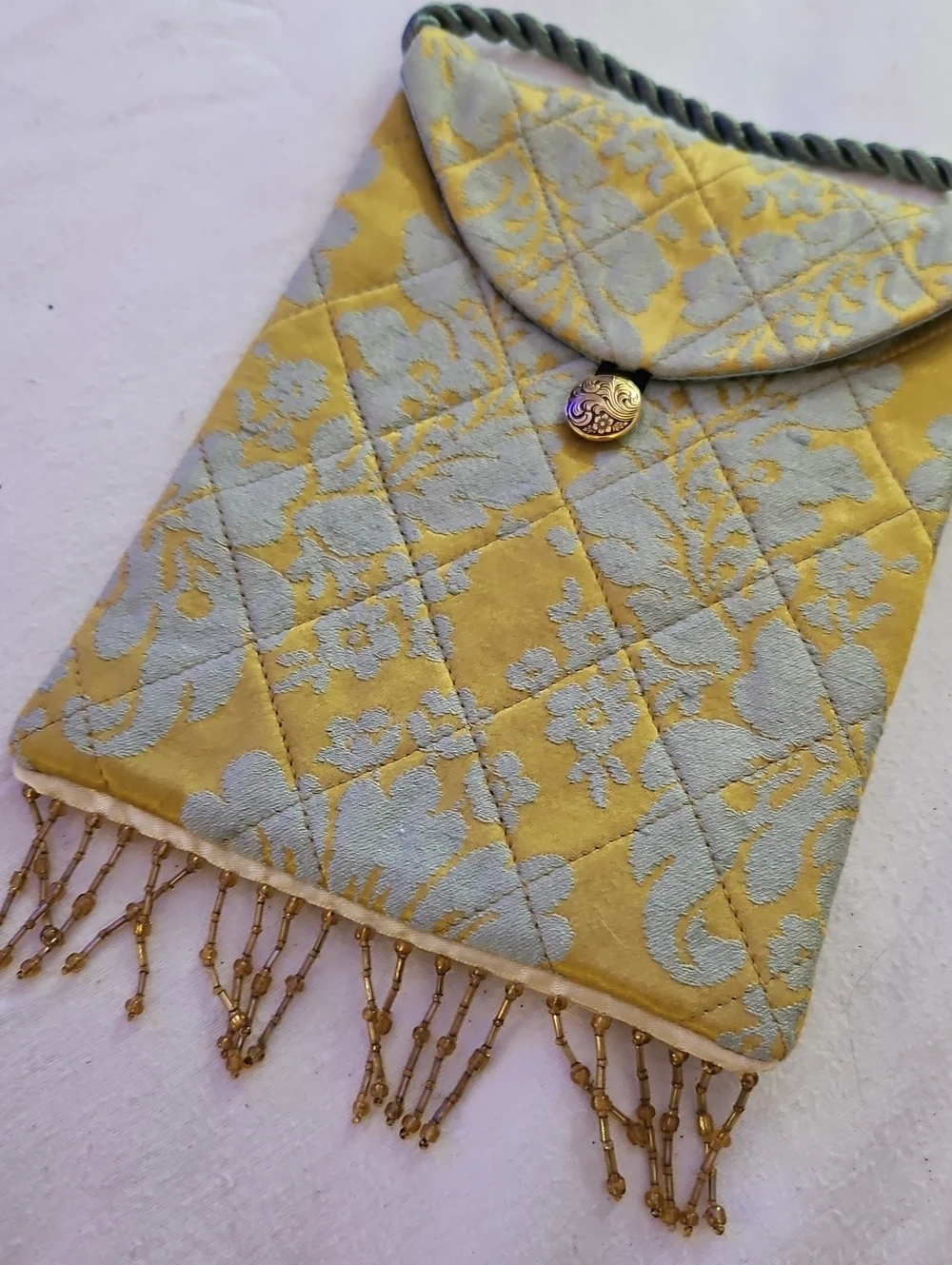 Tarot Bag Vintage Floral Beaded Fringe Purse Ooak
