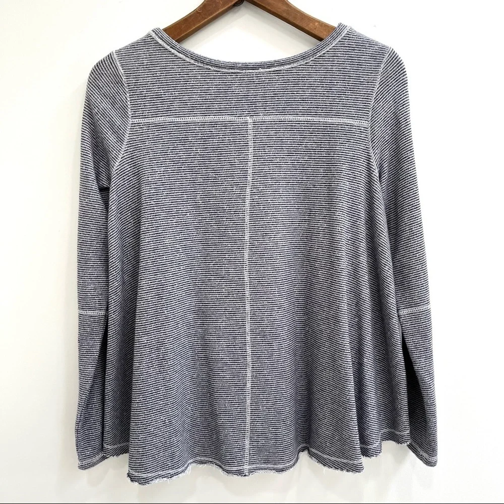 Free People Lacey Love Pullover Top Long Sleeve Blue White Stripe Size XS