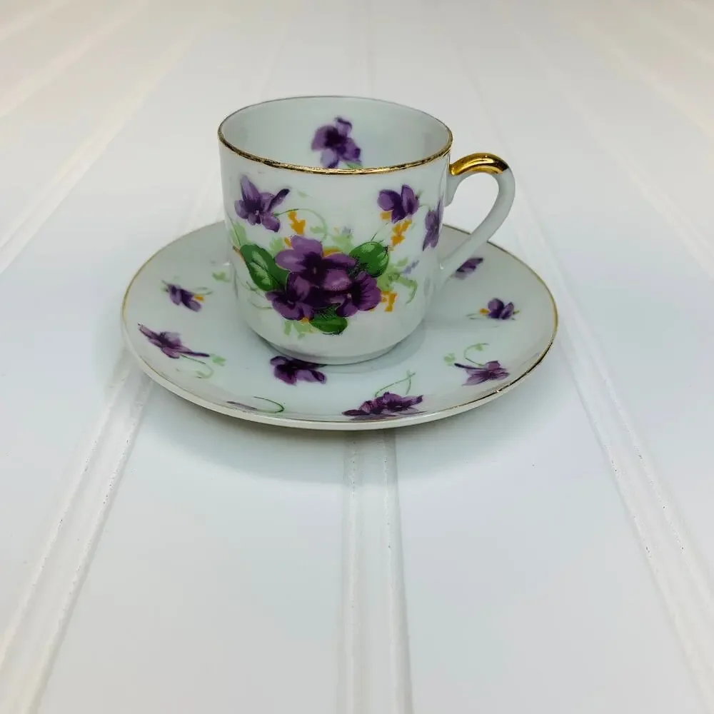 Norcrest Purple Floral Demitasse Cup 2
