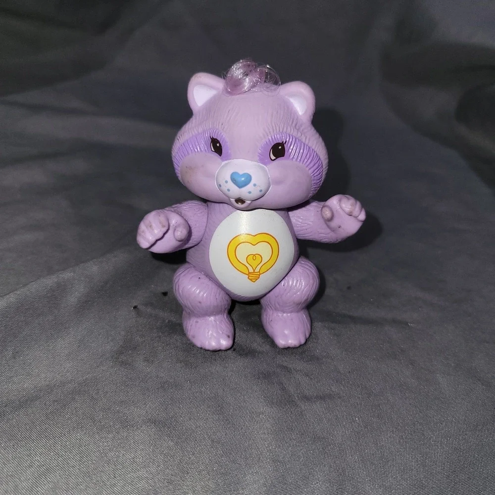 Vintage 80's Care Bear Cousin Bright Heart Raccoon Poseable Figure Toy