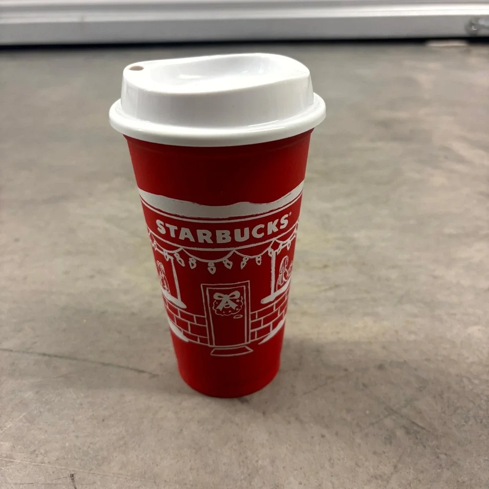 Starbucks Red Holiday Reusable Hot Cup 16oz Cheers Christmas Travel Tumbler Lid
