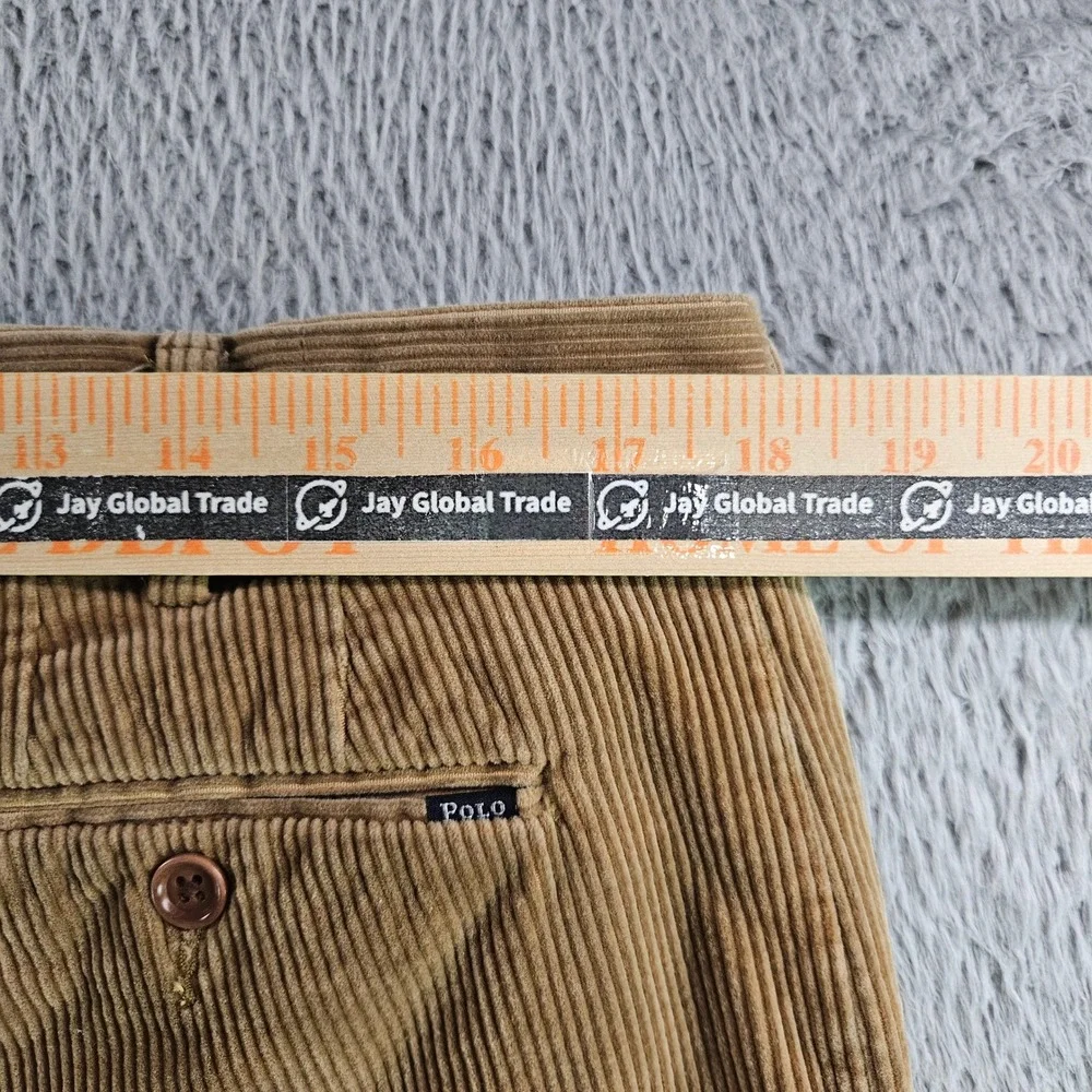 Polo Ralph Lauren Mens Corduroy Pants Tan Classic‎ Fit Stretch 36x23 Cropped