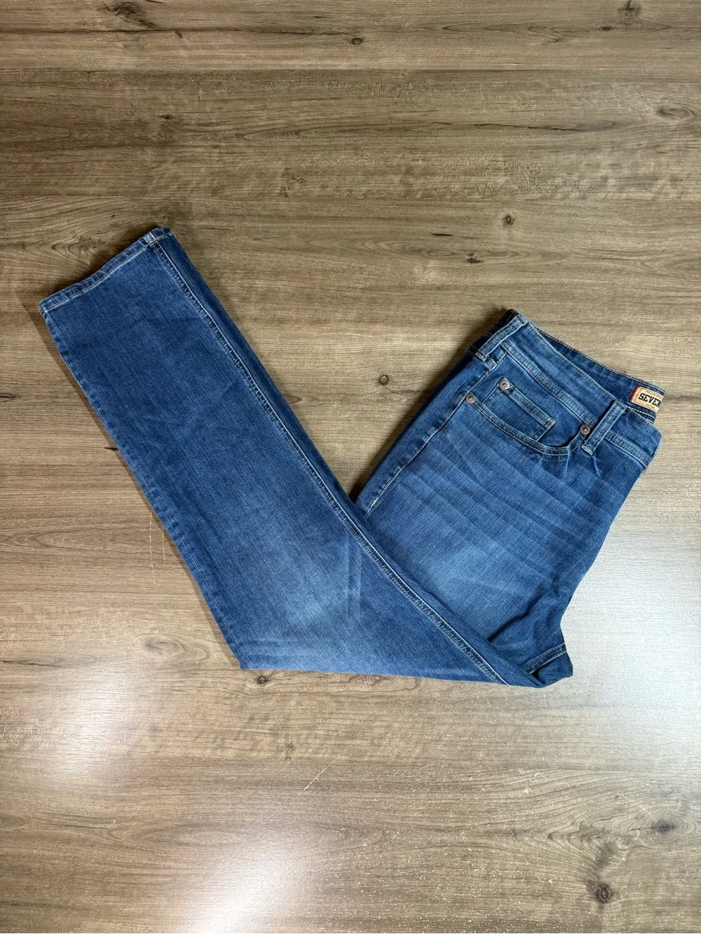 Seven7 Premium Denim Co Men’s Slim Straight Fit Denim Blue Jeans Size 34x32