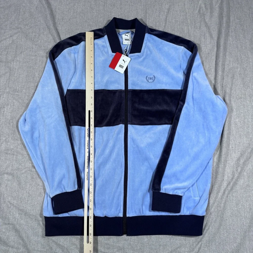 Puma TMC All Star Jacket Mens Large Pop Blue‎ Velour Track Zip Retro Streetwear