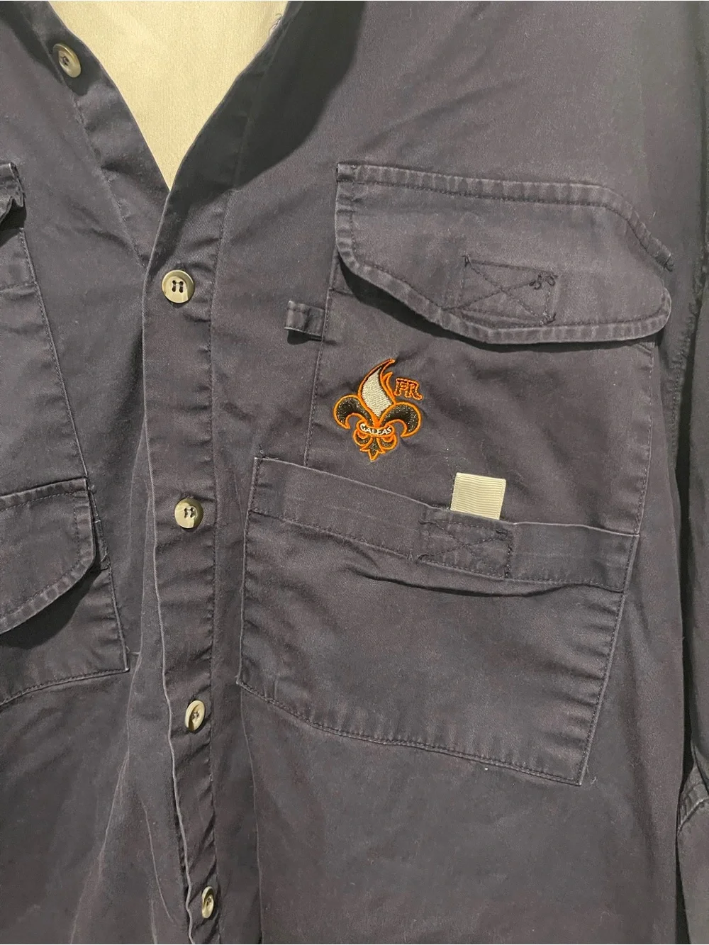 Cajun FR Flame Resistant Fishing Utility Shirt Navy Blue Medium