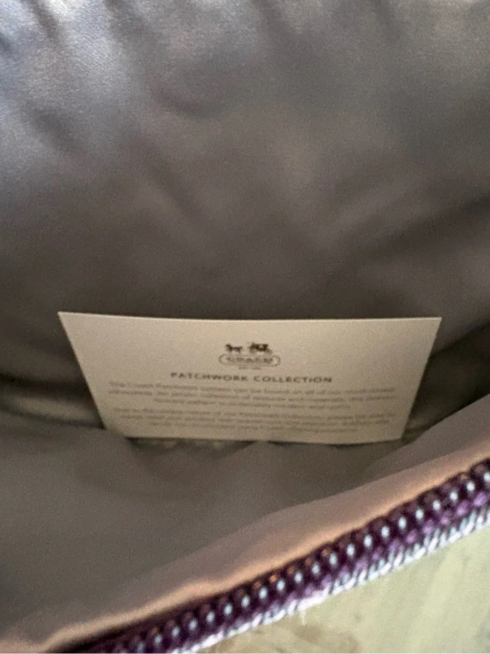 Coach purple patchwork