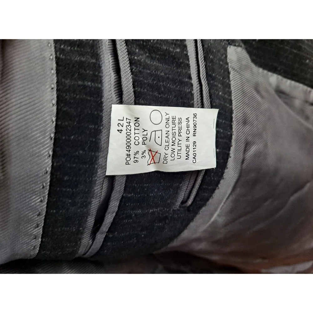 Calvin‎ Klein Men's 42L Gray Pinstripe Corduroy Sport Coat Blazer Jacket