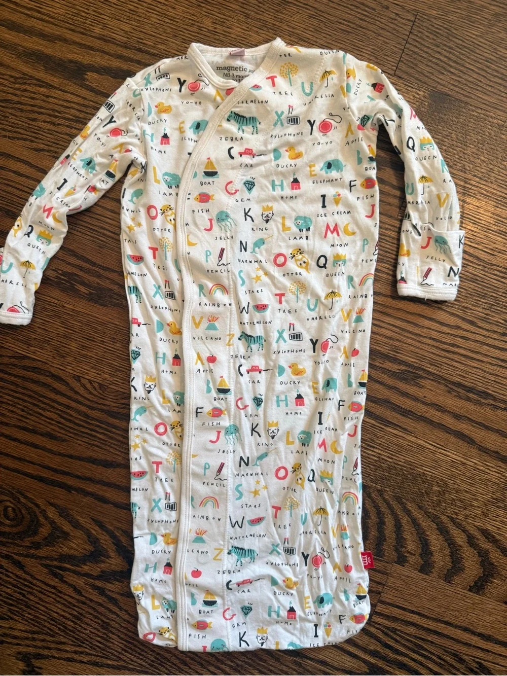 Kids Alphabet Sleep Gown - Cream with Multicolor Prints
