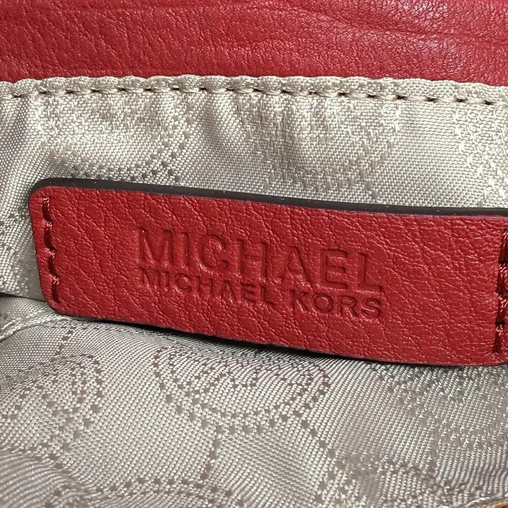 Michael Kors Camden Red Leather Drawstring Crossbody Bag