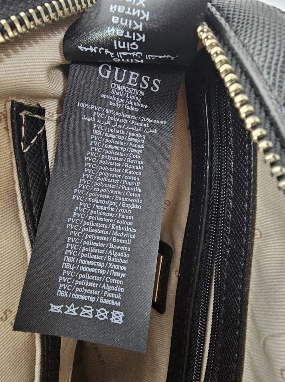 GUESS Black Carys Saffiano Camera Crossbody Bag Faux Vegan Leather NEW