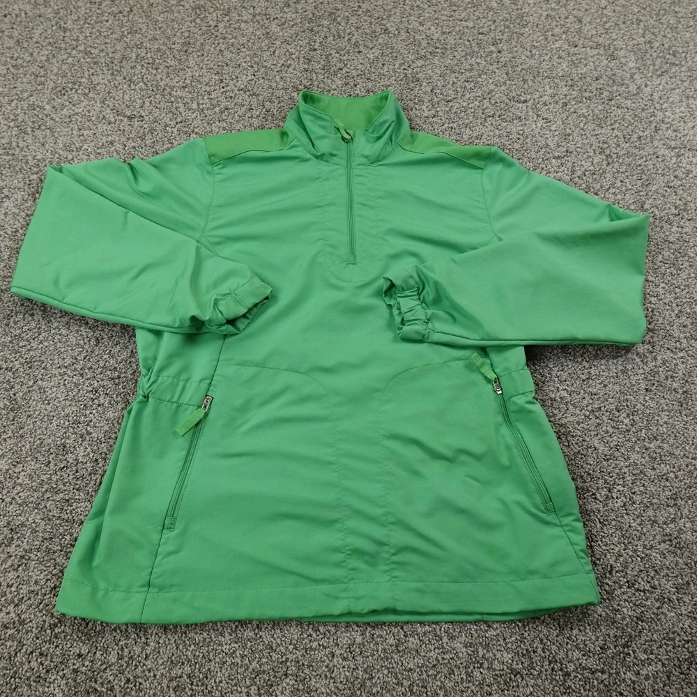 VTG Nike Golf Jacket Womens M Green Pullover 1/4 Zip Mock Windbreaker Y2K Active