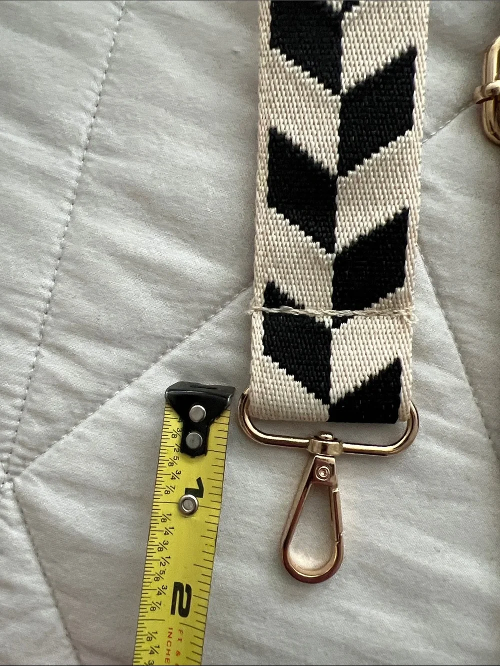 Canvas strap replacement chevron cream and black adjustable guitar strap