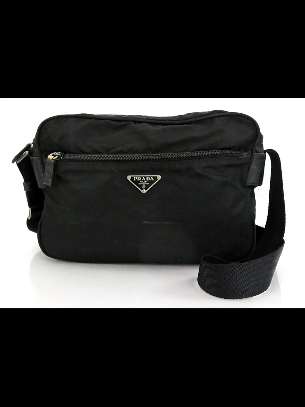Prada Black Nylon Messenger Bag for Men