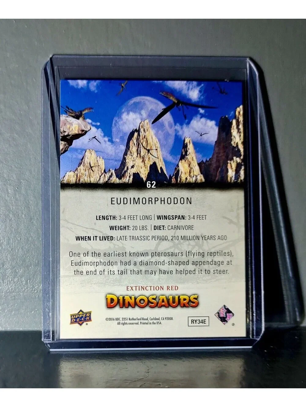 2015 Upper Deck Dinosaurs Eudimorphodon Extinction Red Parallel #62 Card