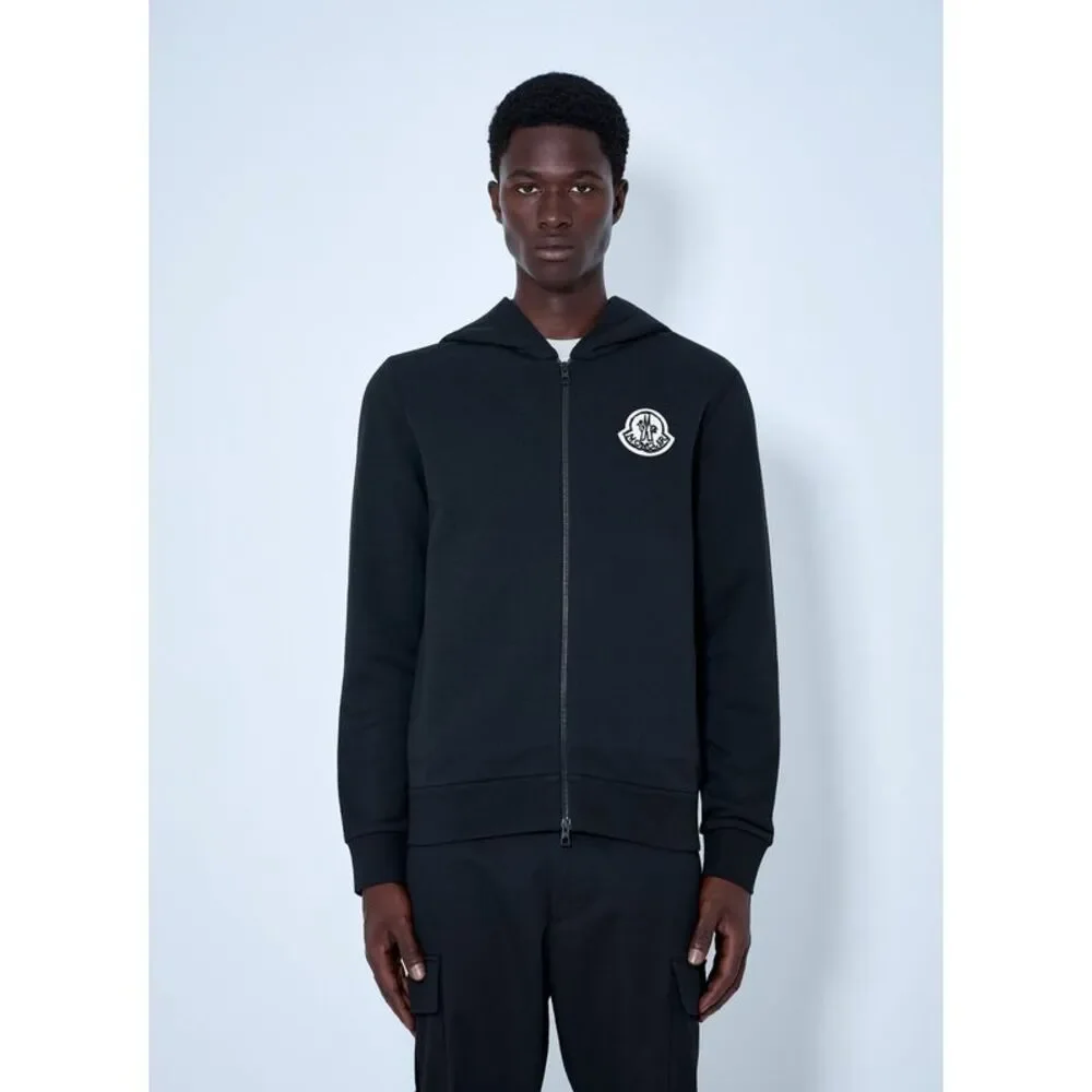 Moncler Men Zip Hoodie With Logo Patch