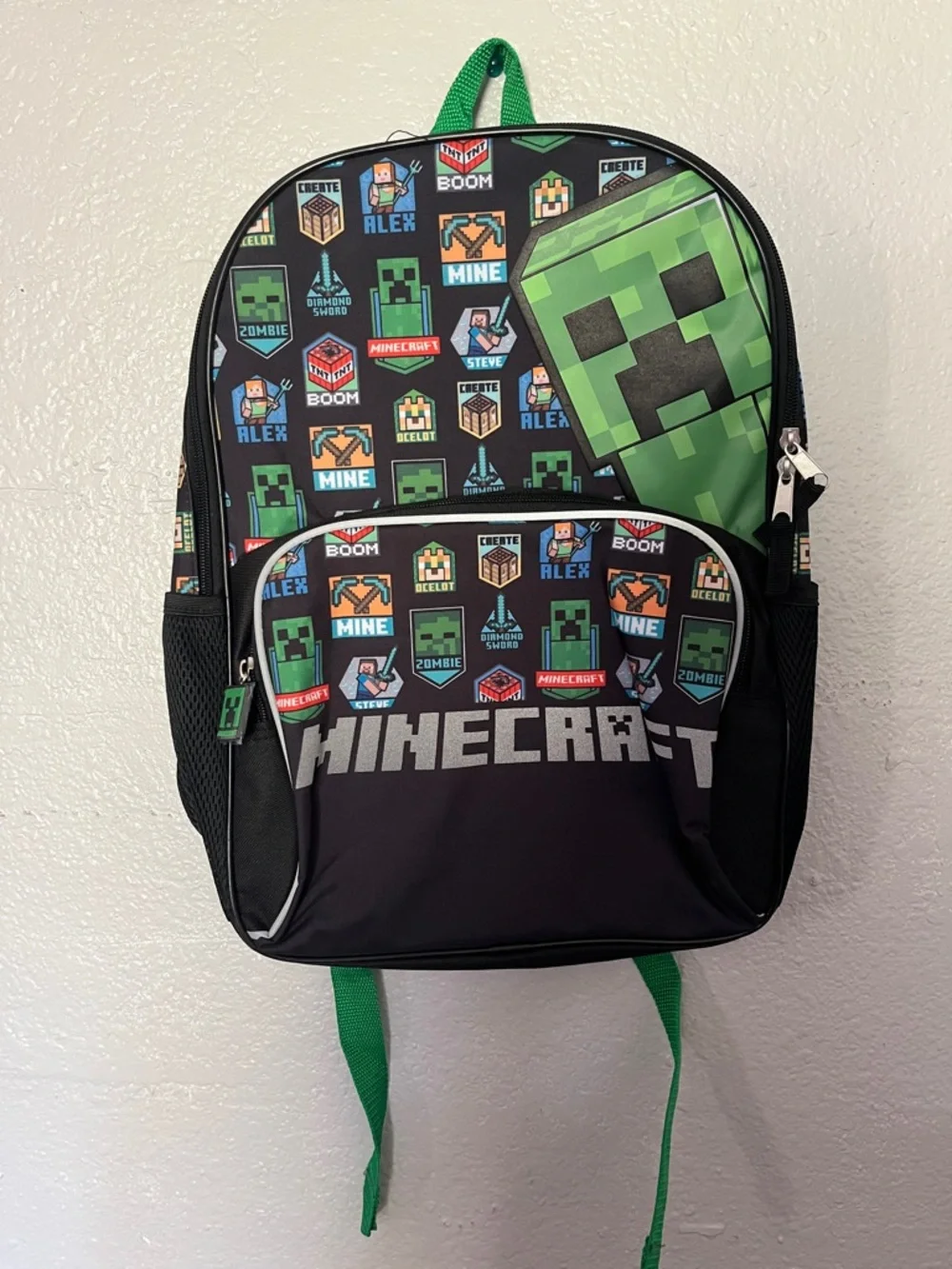 Minecraft Kids Backpack with Green Creeper Graphic - Official