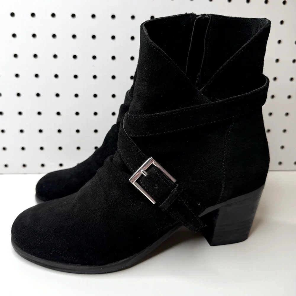 Anthropologie Matisse Harper Black Suede Leather Ankle Boots Women’s 7M Side Zip