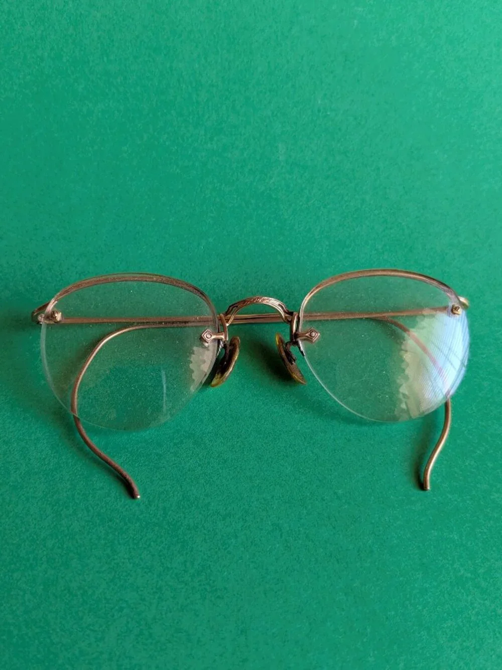 Vintage 12K Gold Filled Wire Rim Glasses W/ Case