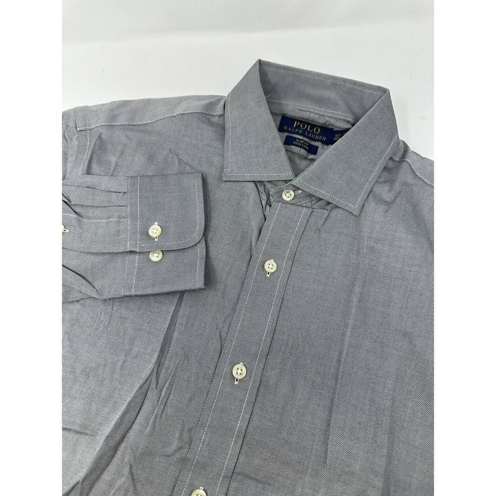 NWT Polo Ralph Lauren Gray Men's Slim Fit Easy Care Sz 17.5 34/35 Shirt X1