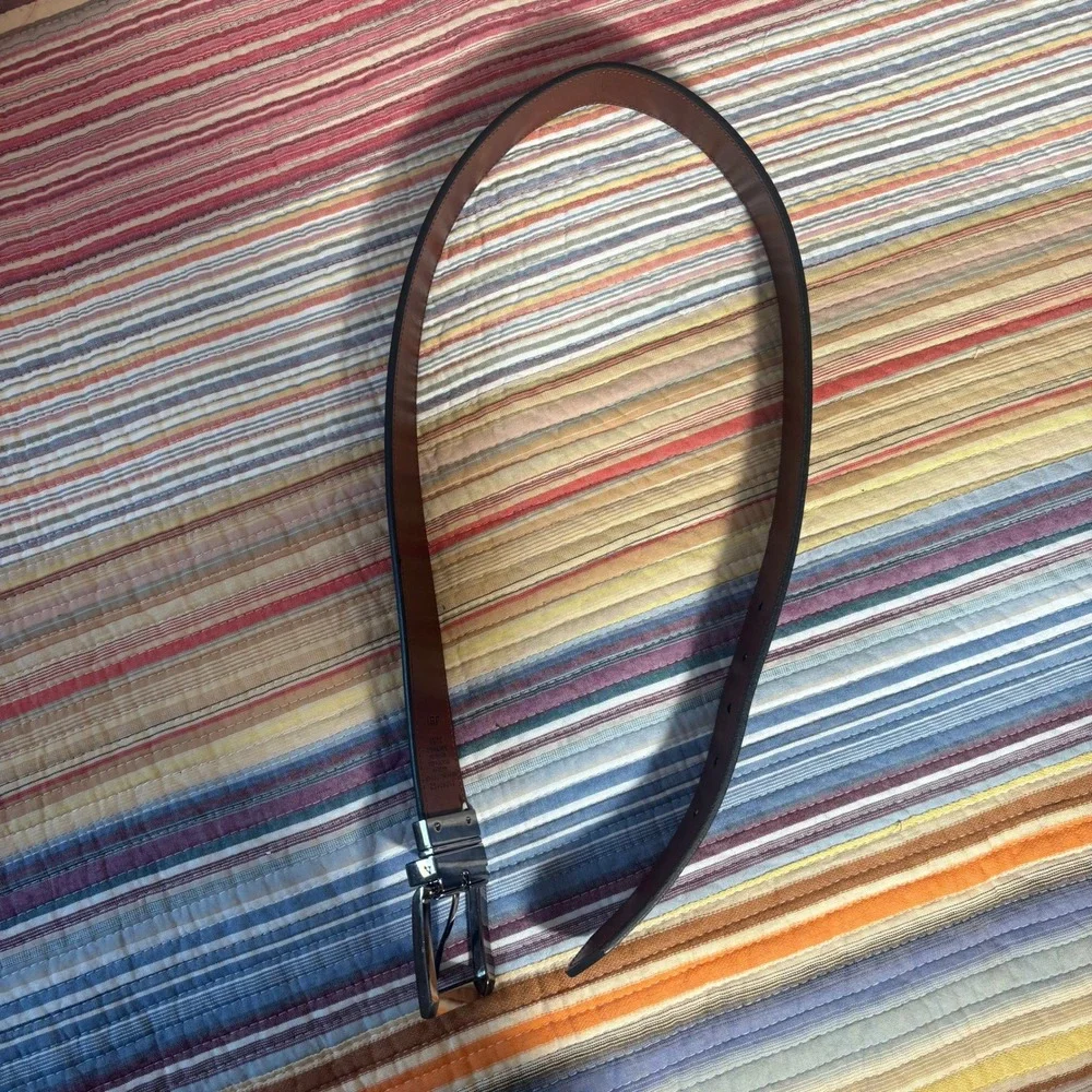 Dockers Mens Leather Belt Black & Brown Gunmetal Buckle 32/80 JBI Guatemala