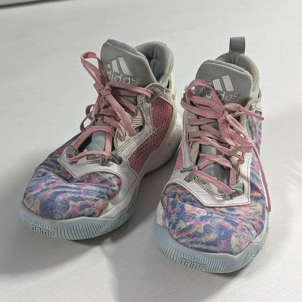 Y2K‎ Pastel Fairycore Adidas Dame Basketball Sneakers Tie Dye Pink Men's 7.5