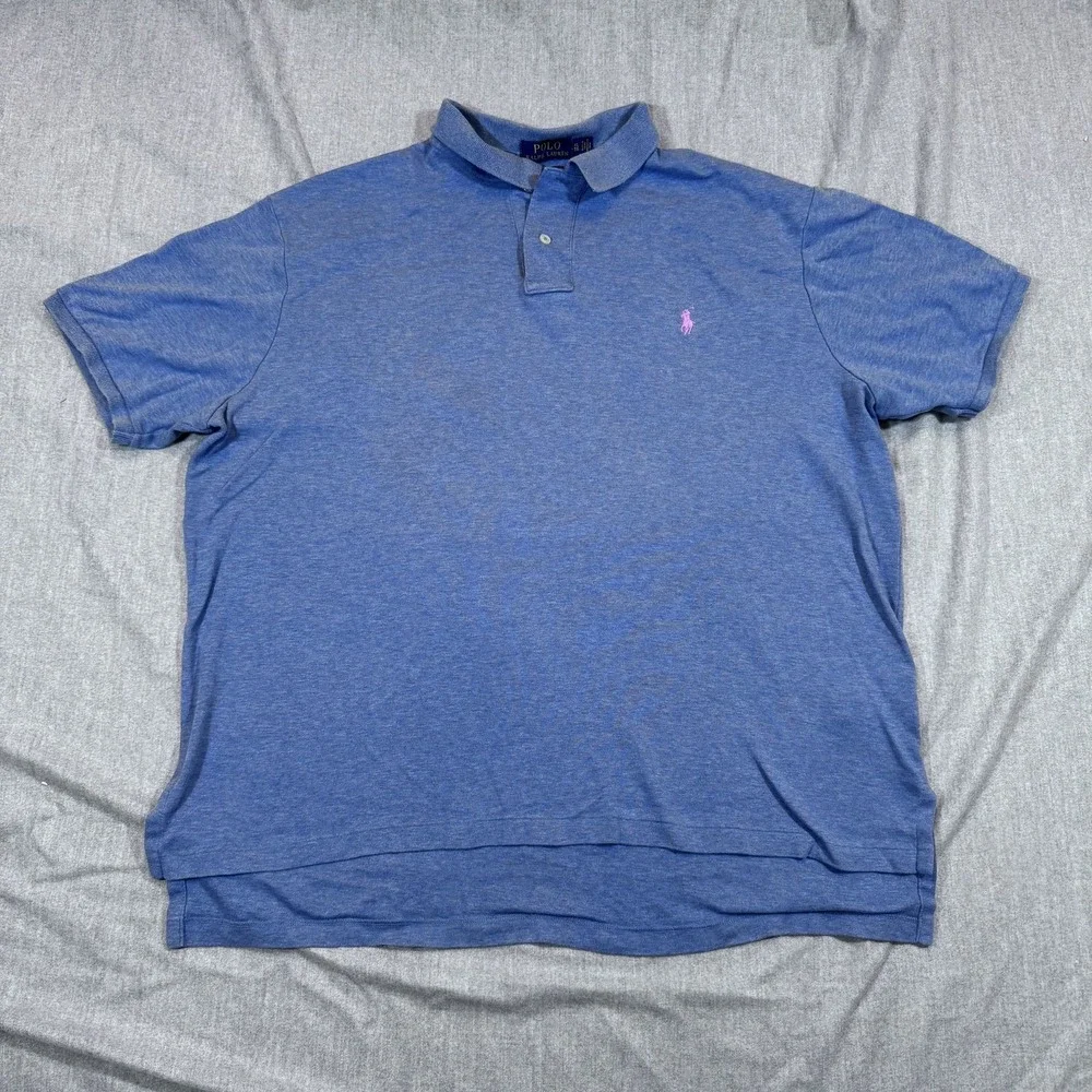 Polo Ralph Lauren‎ Shirt Mens XL Blue Custom Fit Pink Pony Classic Cotton