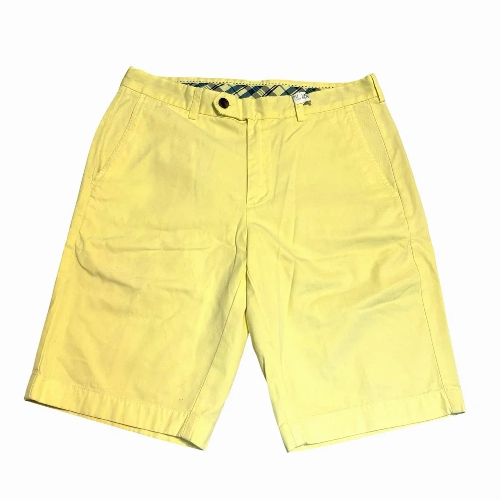 Brooks Brothers Bermuda Shorts Chino Flat‎ Front Mens W 33 Yellow Casual Cotton