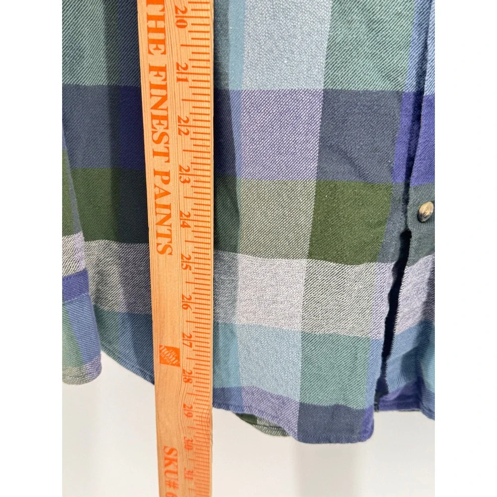 Banana Republic Luxe Flannel Camden Fit Plaid Shirt Mens Large Blue Green L