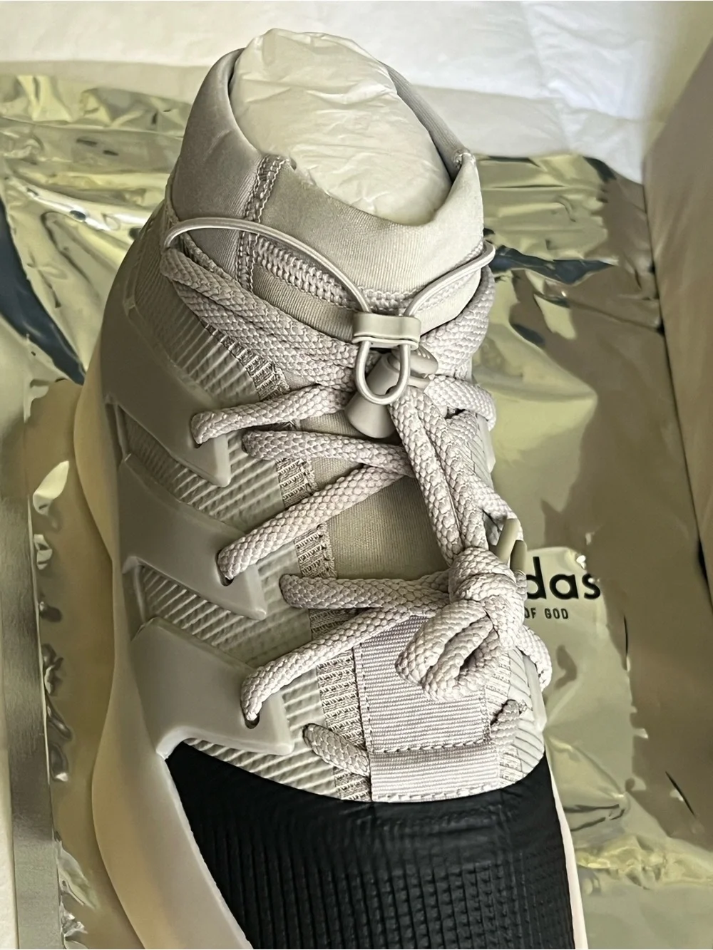 adidas x Fear of God White Sneakers with Black Logo Patch
