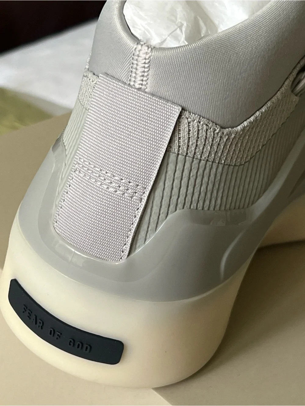 adidas x Fear of God White Sneakers with Black Logo Patch