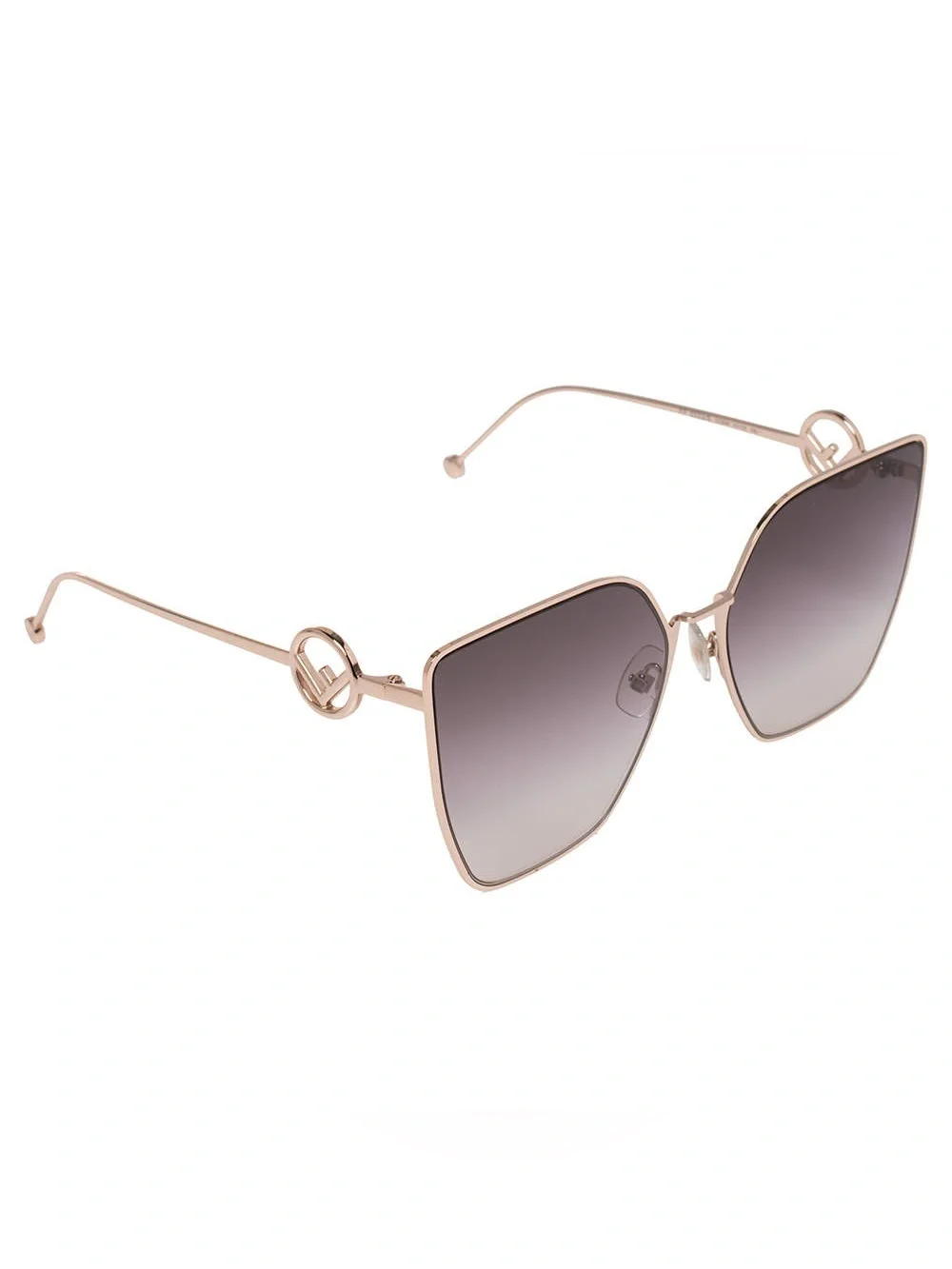 Fendi Women's Rose Gold Frame Gradient Grey Sunglasses