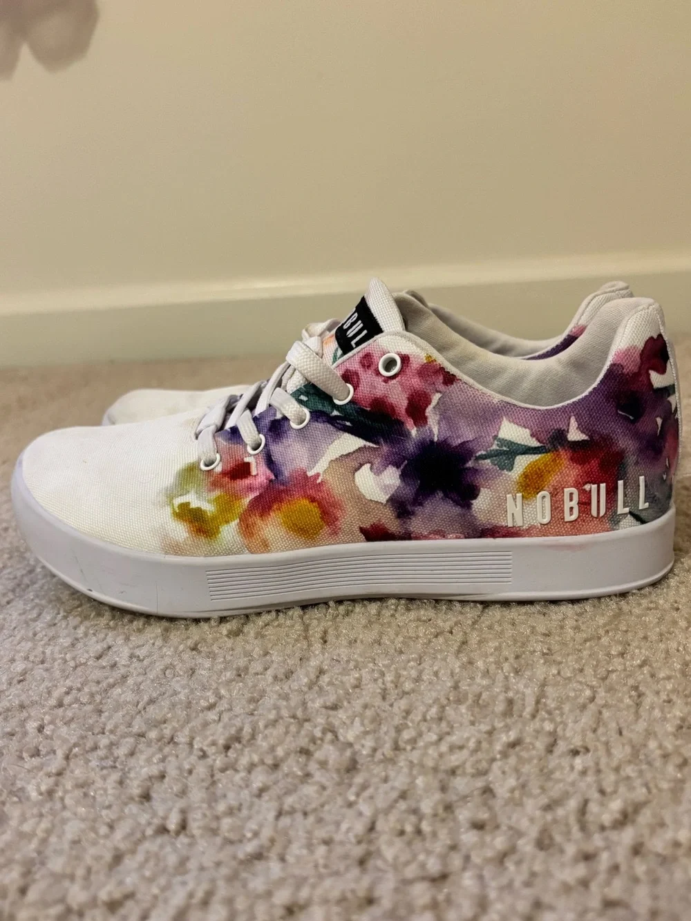 NOBULL White Trainers with Floral Pattern