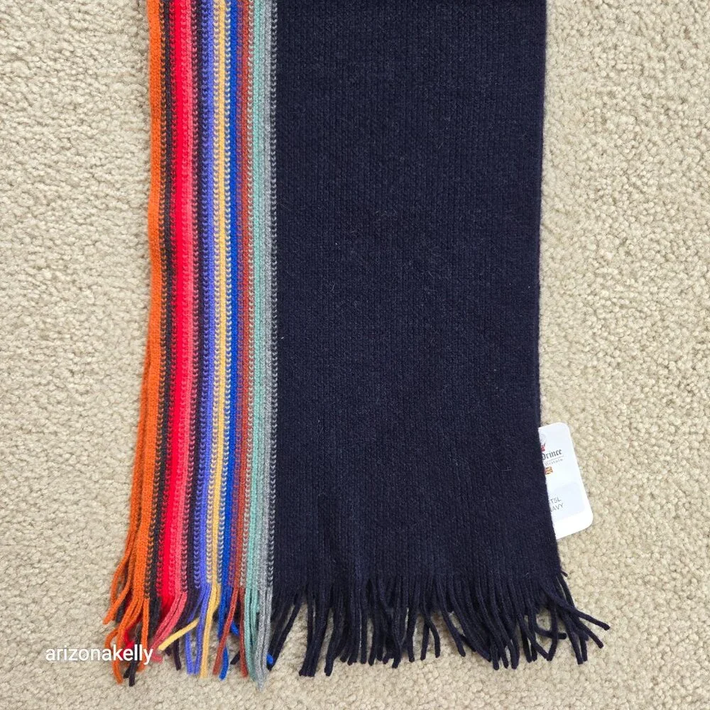 NWT Merino Angora Knit Scarf Stripe Glen Prince Wool