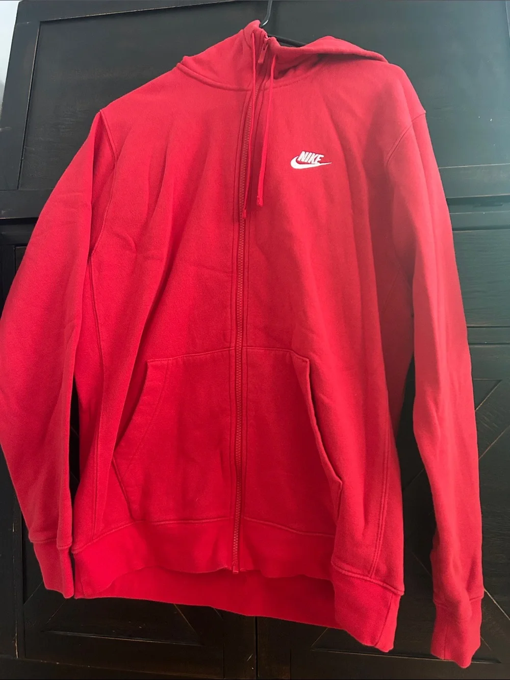Nike Red Full-Zip Hoodie with White Swoosh