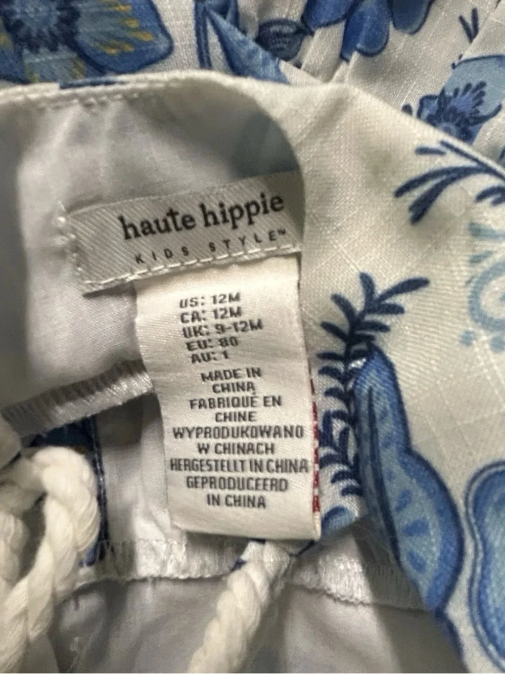 Baby Girl Haute Hippie White Blue Floral Summer Tank Top Dress Size 12 Months