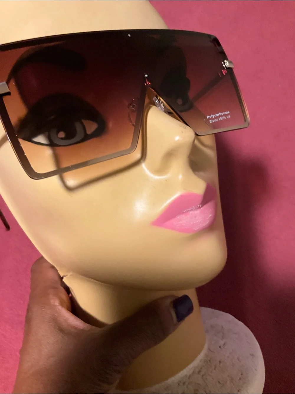Fashion Nova Gradient Brown Rimless Shield Sunglasses