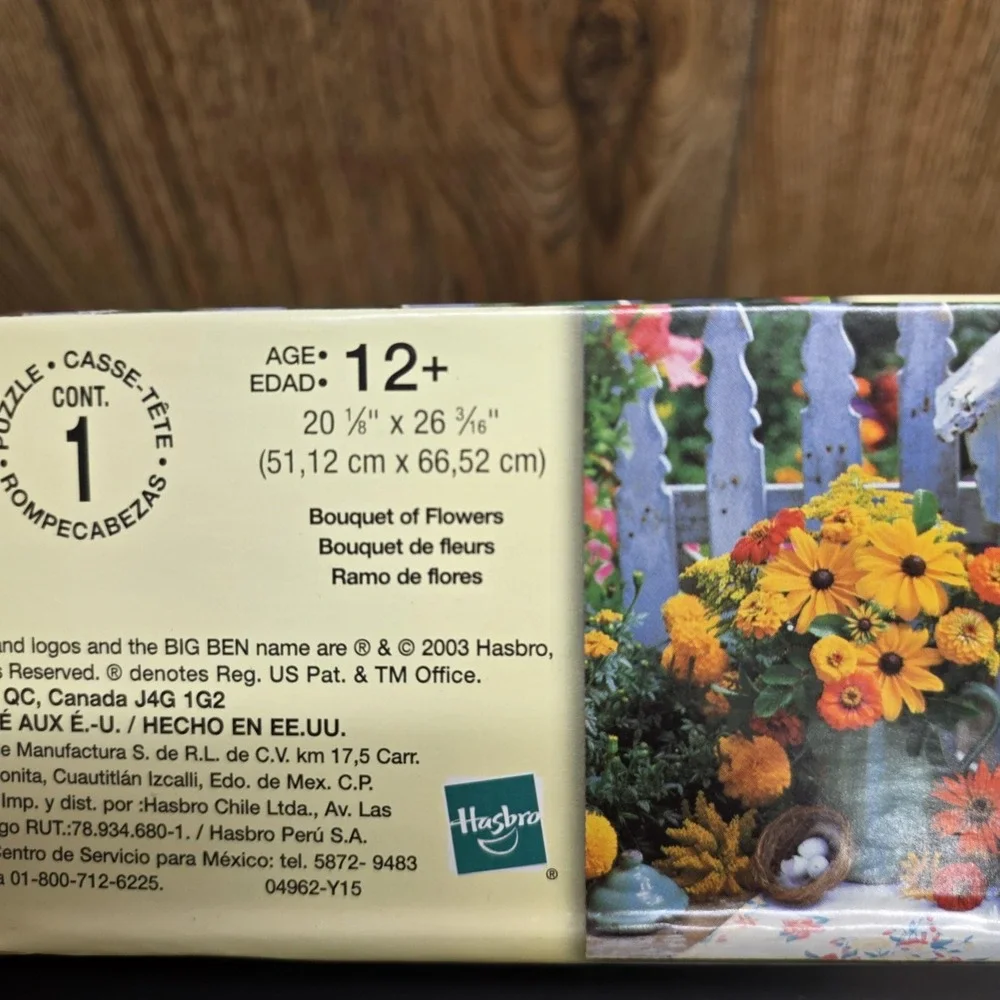 Milton Bradley Big Ben Bouquet Of Flowers 1000 Piece Puzzle USA Garden Scene