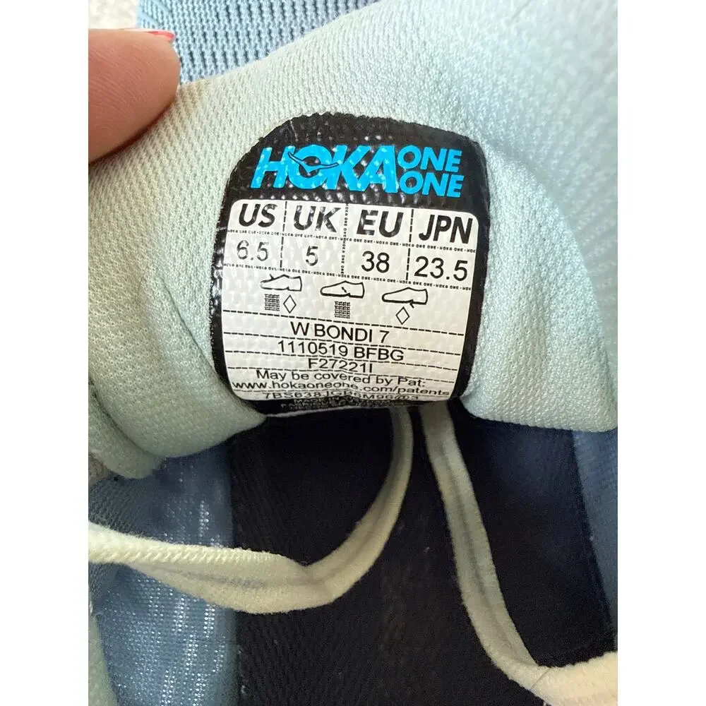 Hoka One One Womens Bondi 7 1110519 BFBG Blue Running Shoes Sneakers Size 6.5