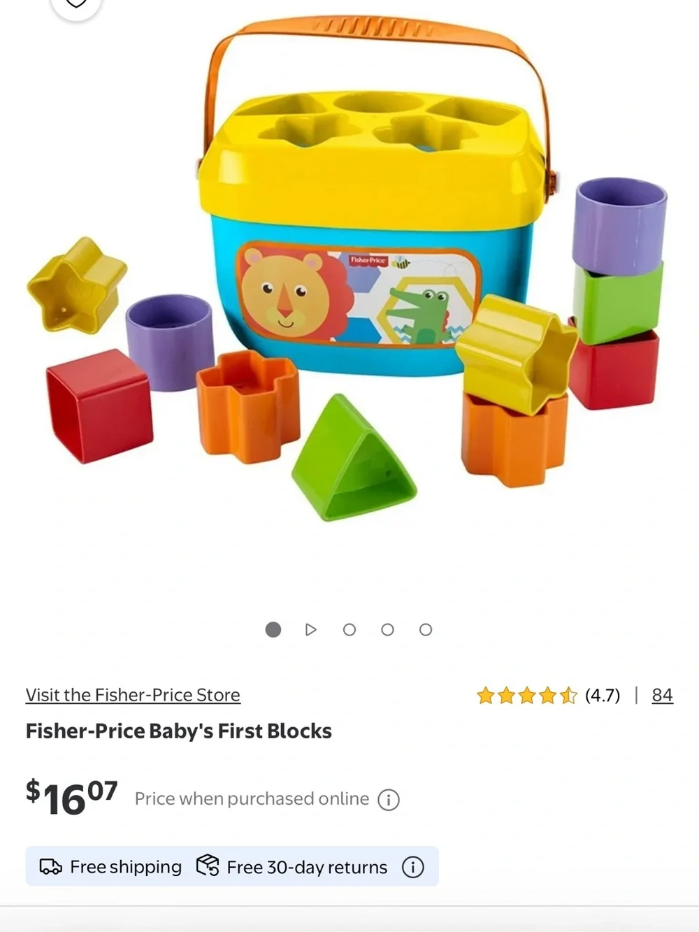 Fisher-Price Bright Multicolor Shape Sorter Bucket with Handle