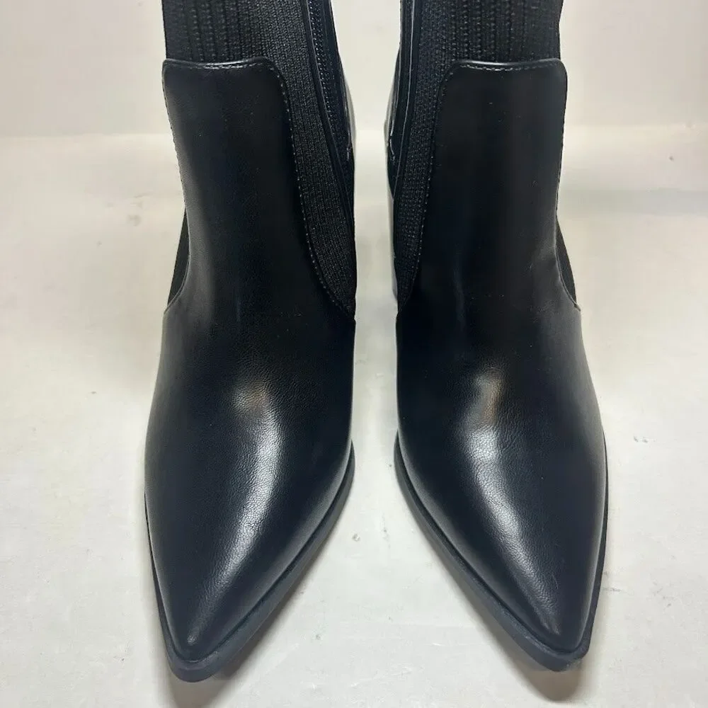 Wild Pair Womens 9.5 M Black Trinityy Faux Leather Pointed Toe Booties NIB QG9