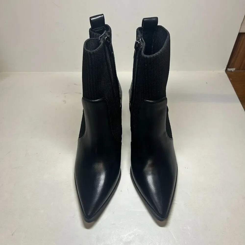 Wild Pair Womens 9.5 M Black Trinityy Faux Leather Pointed Toe Booties NIB QG9