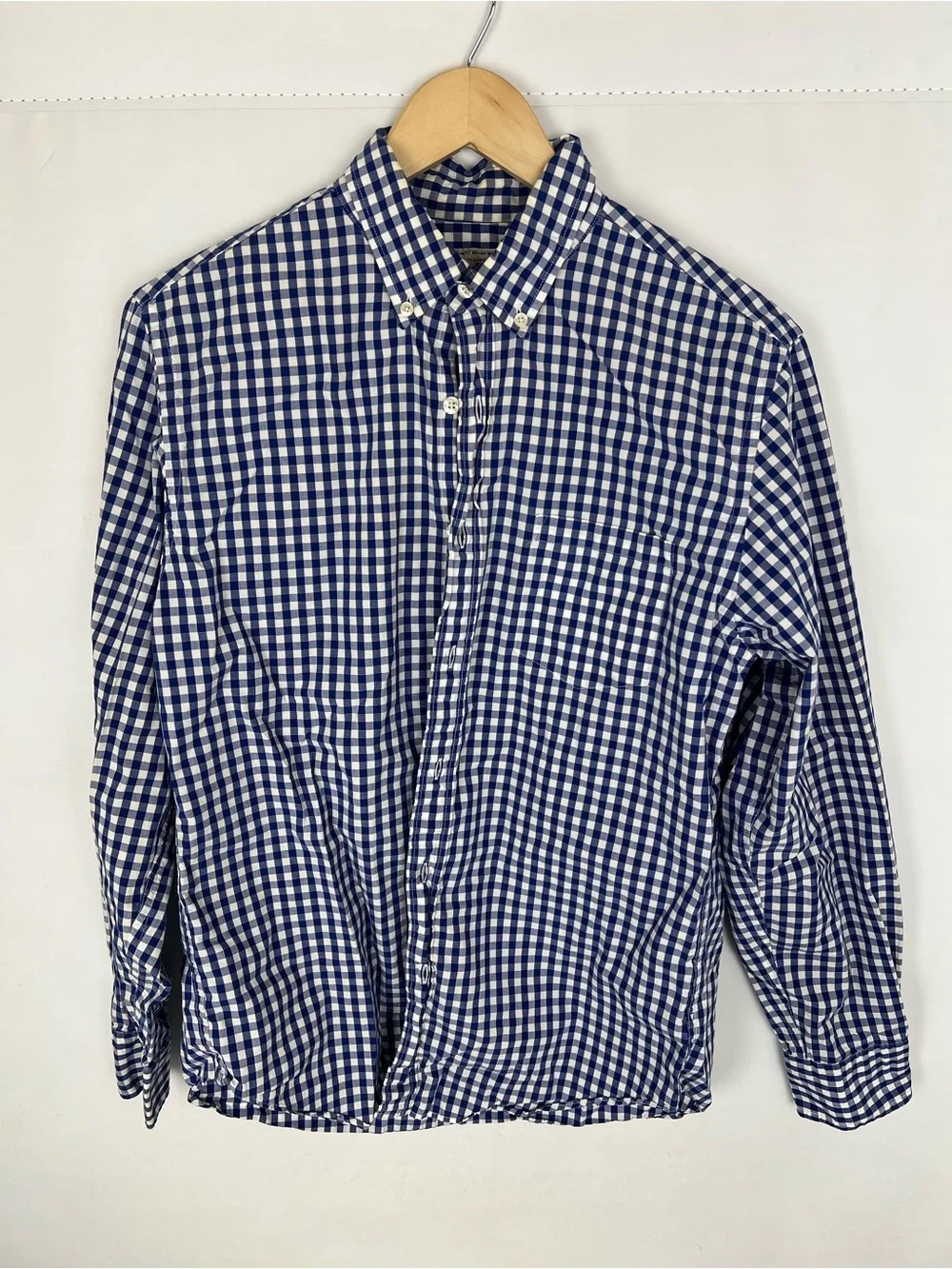 J. Crew Navy and White Gingham Button-Down Shirt