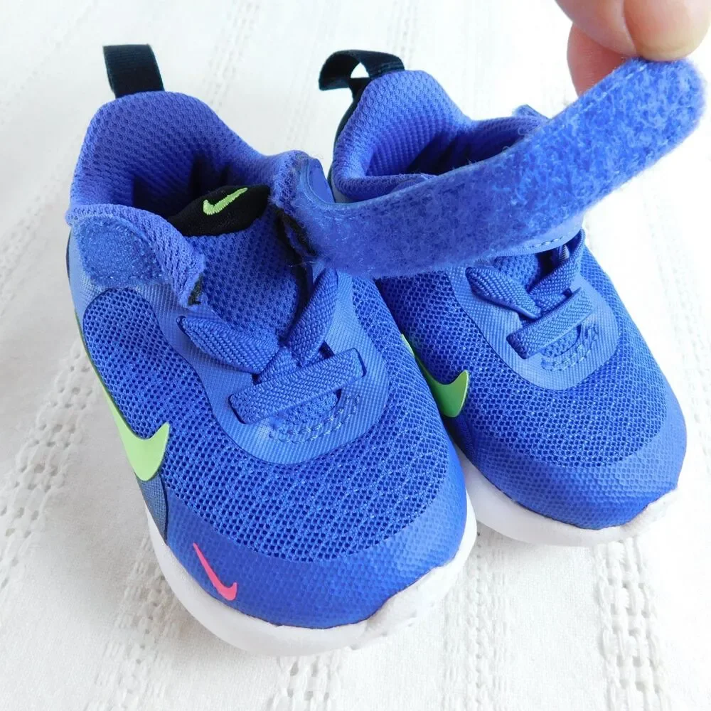 Nike Revolution Sneakers Shoes 2C Ultramarine/Lime Toddler's purplish color EUC