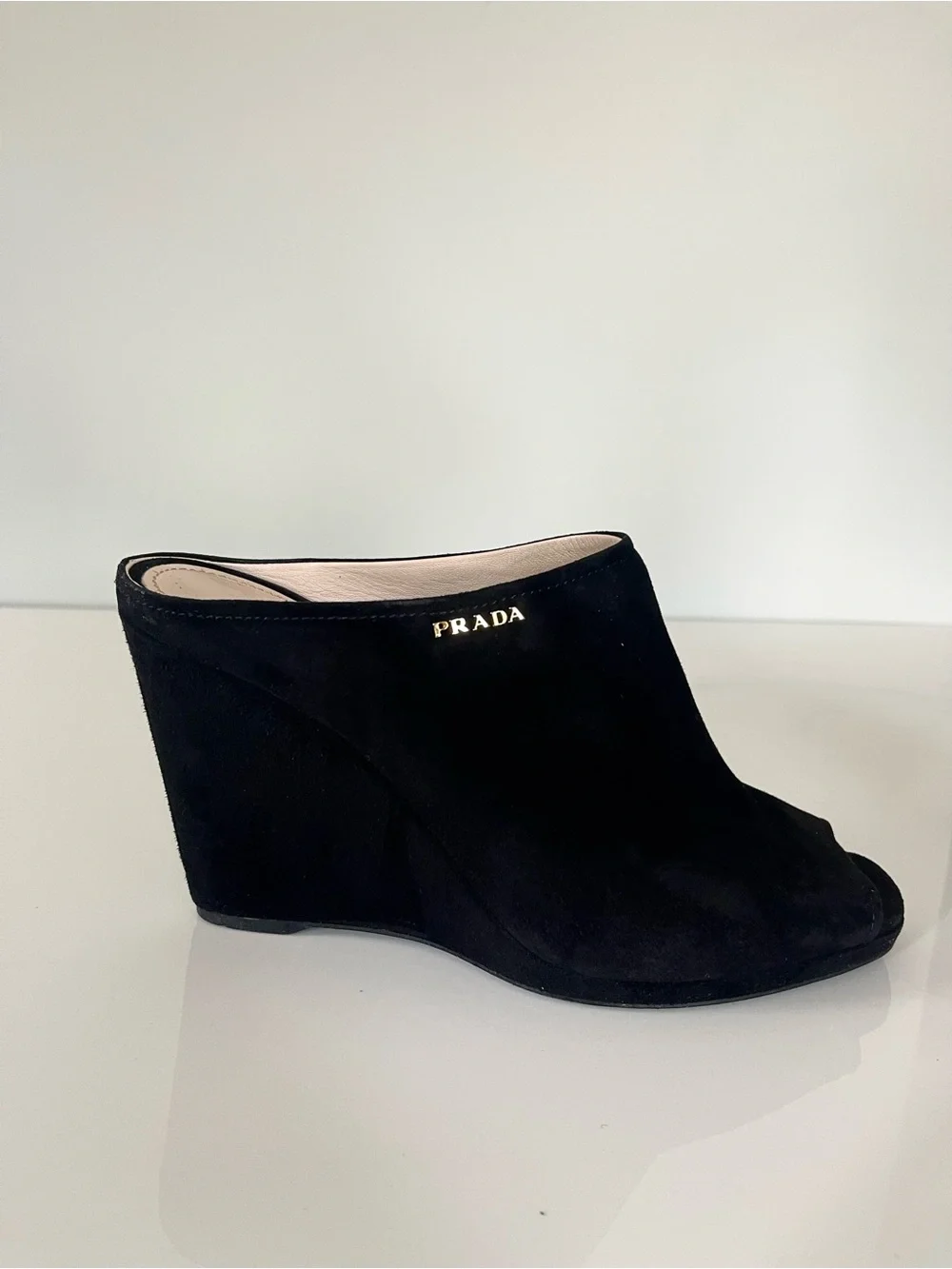 AUTHENTIC PRADA 90’s WEDGE MULES