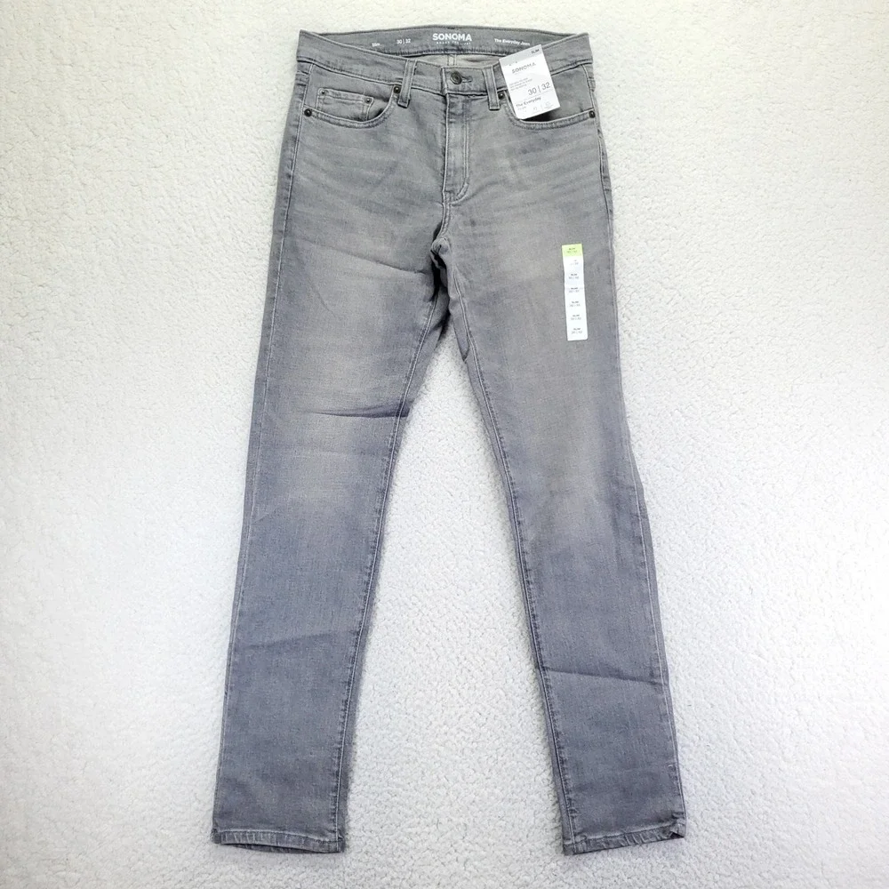 Sonoma Goods For Life Mens Everyday Jean Slim Fit Grey Denim 30x32 NWT