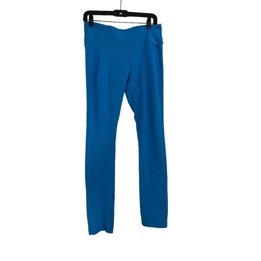 Lululemon High Rise Aqua Blue Leggings Size 10R Long Leg 34 Inseam Yoga Pants